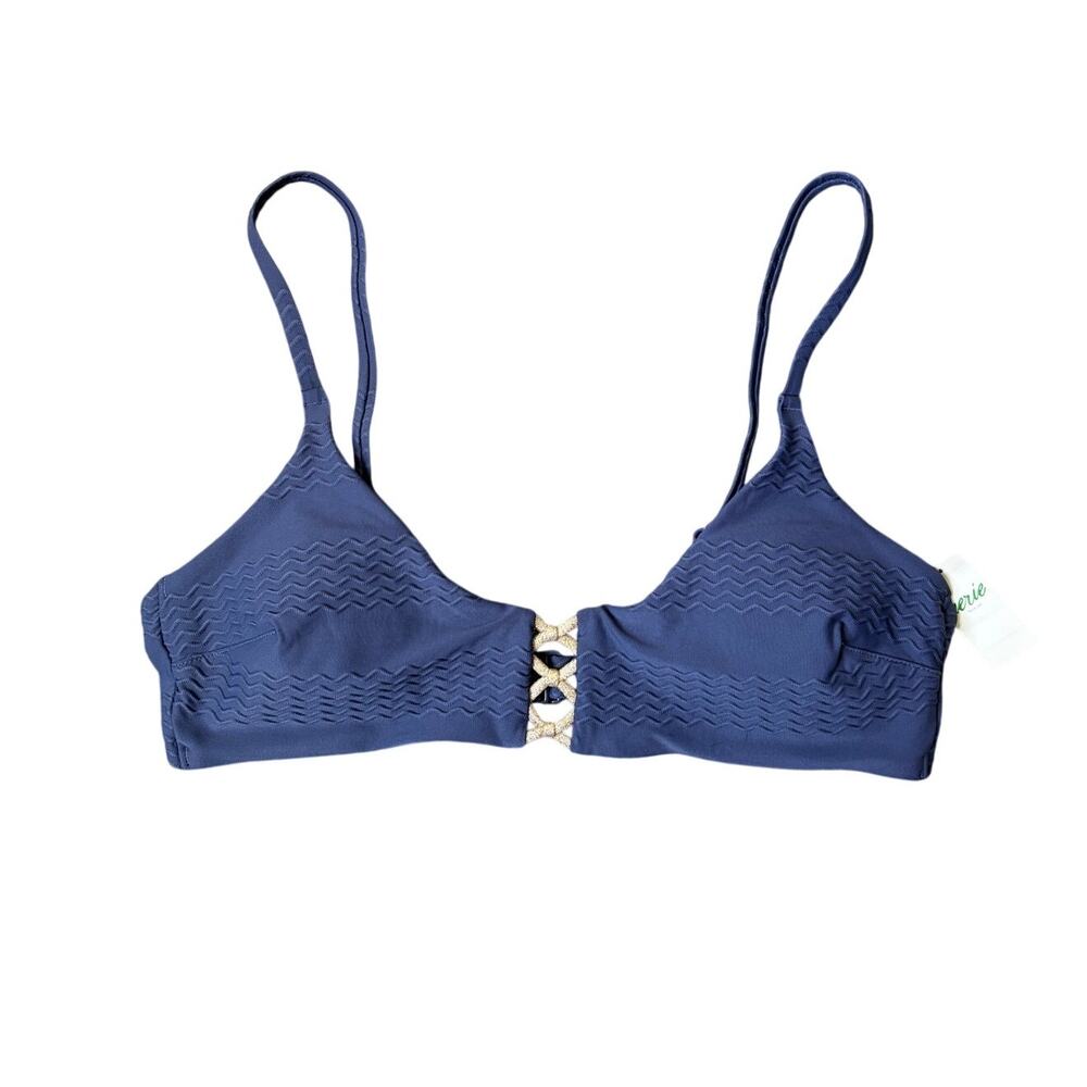 NWT Aerie Blue and Gold Scoop Bikini Top - Medium
